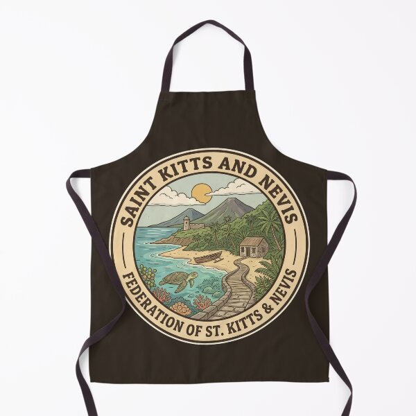 Item preview, Saint Kitts and Nevis Landscape Illustration Travel Art Badge designed and sold by KrisSidDesigns.