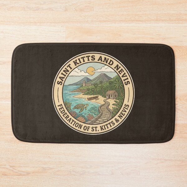 Item preview, Saint Kitts and Nevis Landscape Illustration Travel Art Badge designed and sold by KrisSidDesigns.