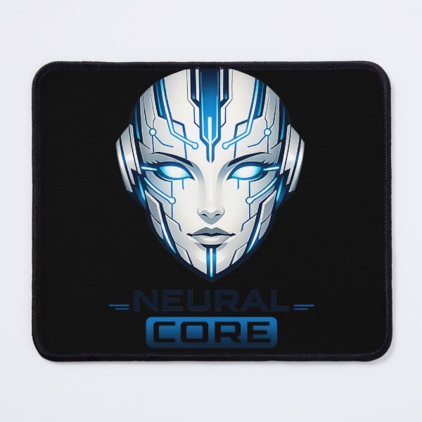 Item preview, Neural Core AI Face – Futuristic Cyberpunk Robot Head Neon Blue Tech Design designed and sold by JonelCrafts.