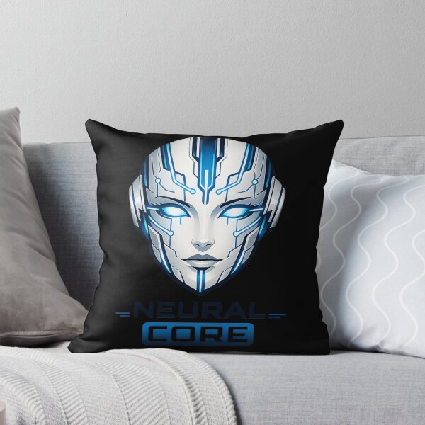 Item preview, Neural Core AI Face – Futuristic Cyberpunk Robot Head Neon Blue Tech Design designed and sold by JonelCrafts.