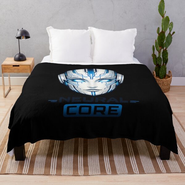 Item preview, Neural Core AI Face – Futuristic Cyberpunk Robot Head Neon Blue Tech Design designed and sold by JonelCrafts.