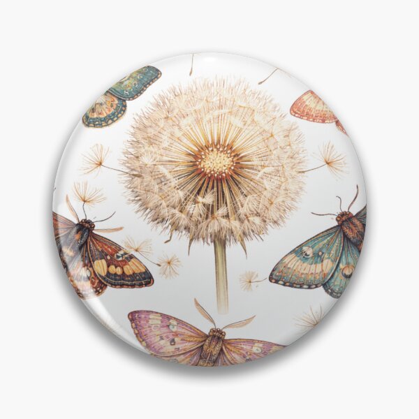 Item preview, Dandelion Puff and Colorful Moths Botanical Art designed and sold by funnyshop222.