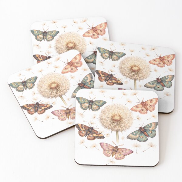 Item preview, Dandelion Puff and Colorful Moths Botanical Art designed and sold by funnyshop222.