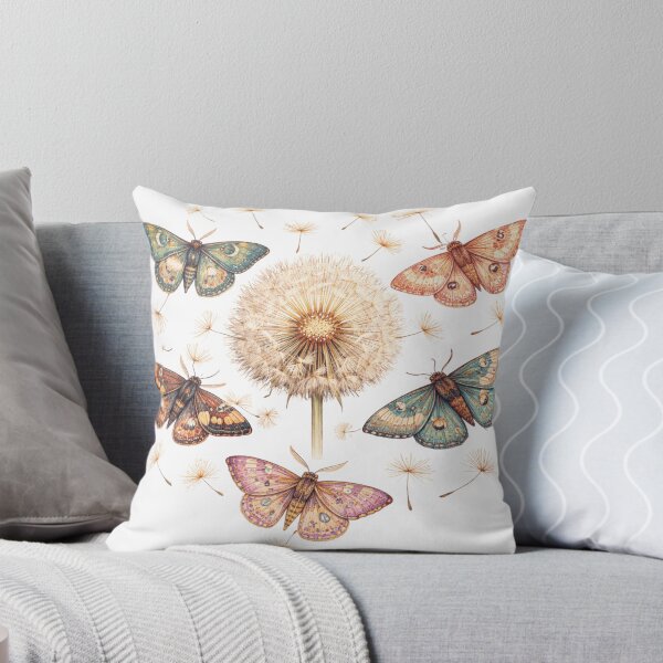 Item preview, Dandelion Puff and Colorful Moths Botanical Art designed and sold by funnyshop222.