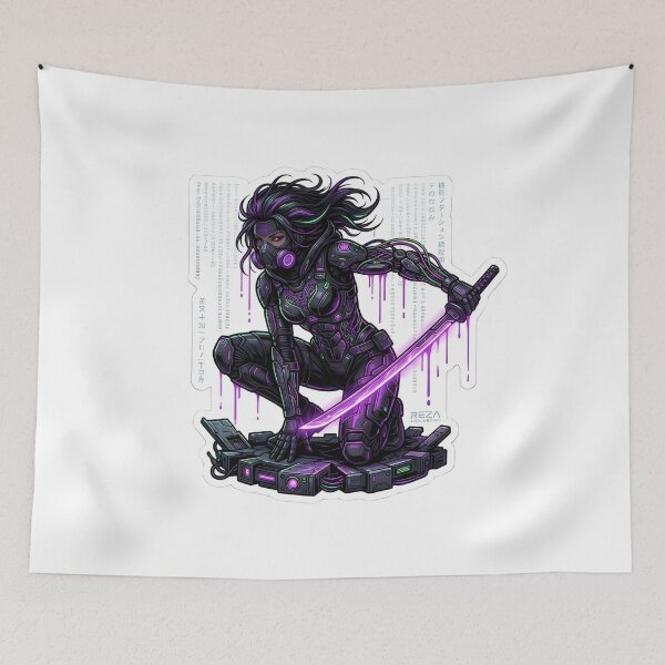 Item preview, Cyberpunk Kunoichi Futuristic Female Samurai Warrior designed and sold by RickyStick.