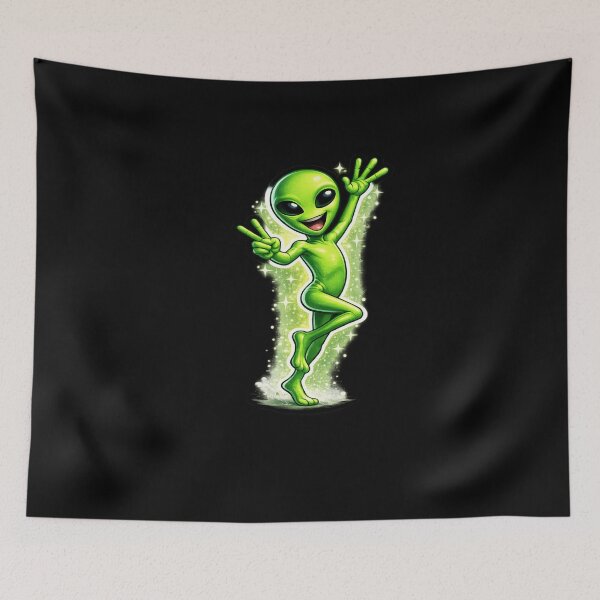 Item preview, Cute Dancing Alien Funny Cartoon UFO Design designed and sold by Artbysarmina.