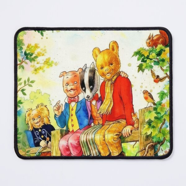 Item preview, Rupert and Friends sitting on a fence - Watercolour designed and sold by DesignsbyDandan.