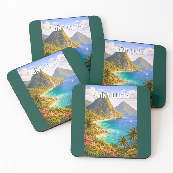 Item preview, Saint Lucia Illustration Travel Art Vintage designed and sold by KrisSidDesigns.