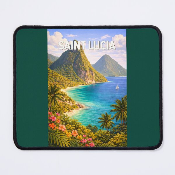 Item preview, Saint Lucia Illustration Travel Art Vintage designed and sold by KrisSidDesigns.