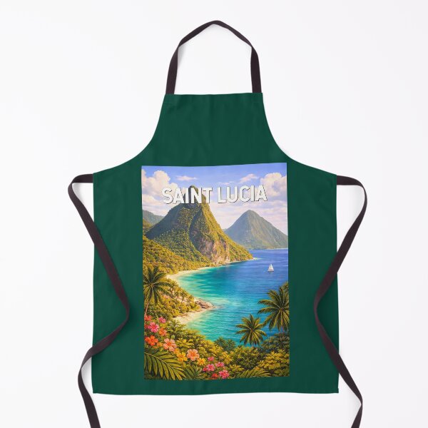 Item preview, Saint Lucia Illustration Travel Art Vintage designed and sold by KrisSidDesigns.
