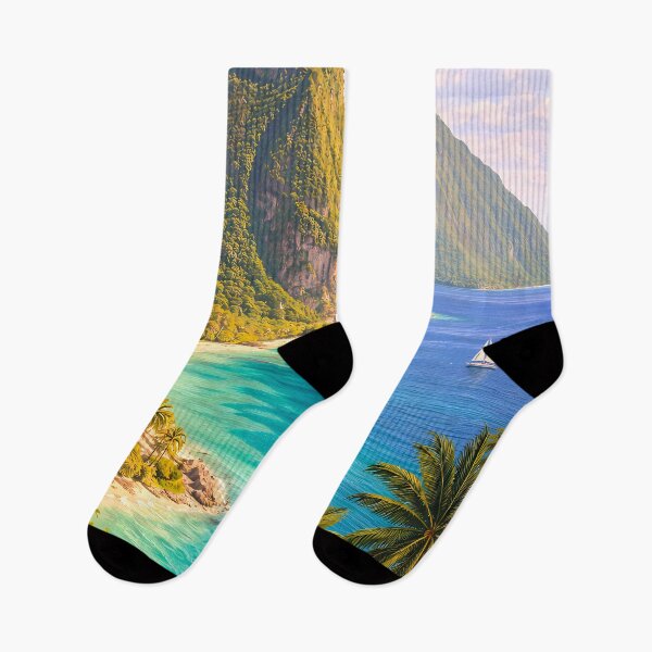 Item preview, Saint Lucia Illustration Travel Art Vintage designed and sold by KrisSidDesigns.