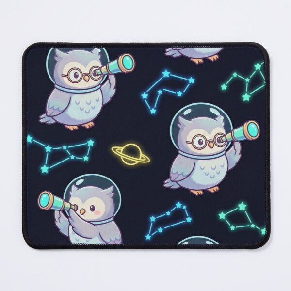 Item preview, Cute Kawaii Astronomer Owl Space Explorer & Neon Constellations designed and sold by InnerwayStudio.