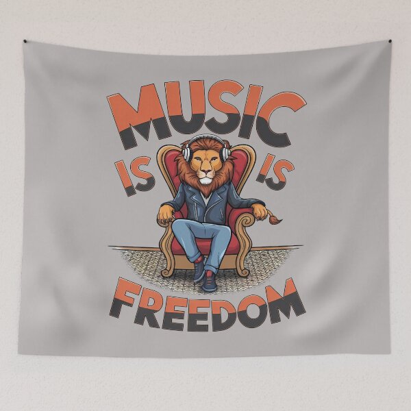 Item preview, Music Is Freedom – Lion with Headphones designed and sold by Art-Arcade6.