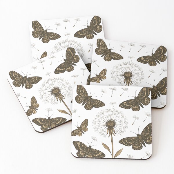 Item preview, Vintage Dark Moths and Dandelion Botanical Nature Art designed and sold by funnyshop222.