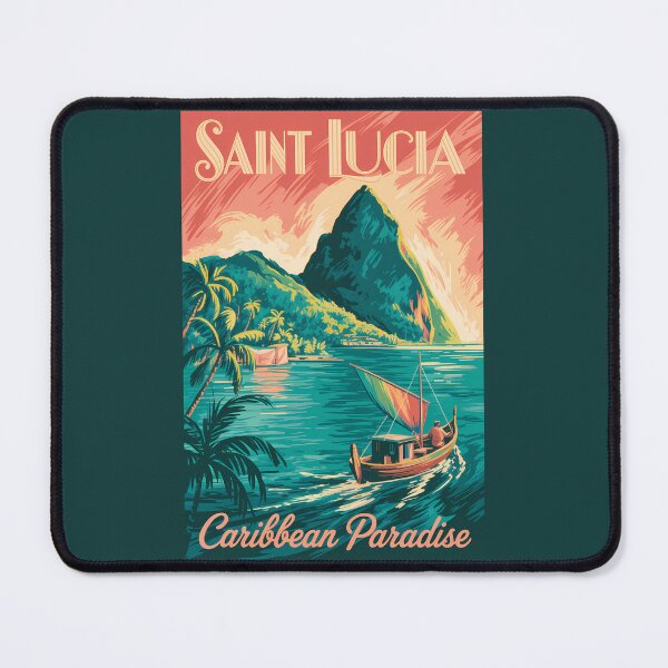 Item preview, Saint Lucia Boat Illustration Travel Art Vintage designed and sold by KrisSidDesigns.
