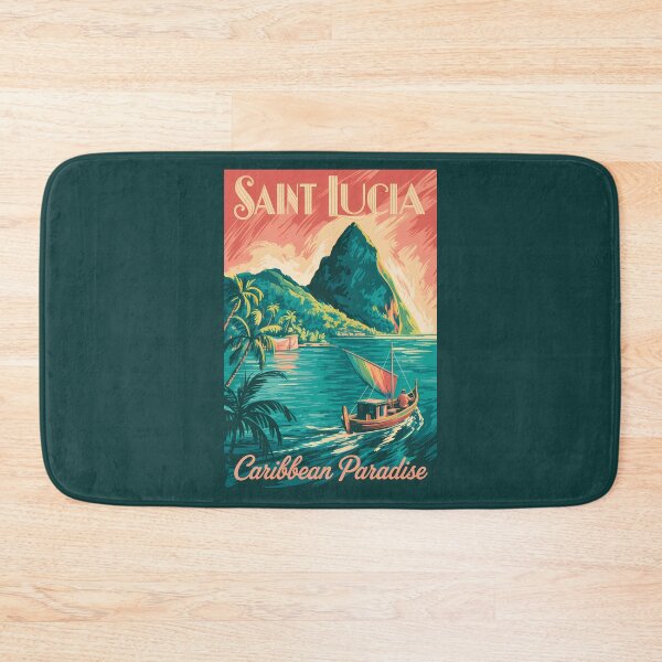Item preview, Saint Lucia Boat Illustration Travel Art Vintage designed and sold by KrisSidDesigns.