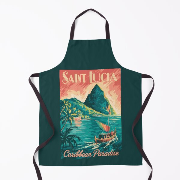 Item preview, Saint Lucia Boat Illustration Travel Art Vintage designed and sold by KrisSidDesigns.