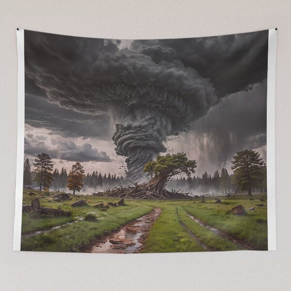 Item preview, Apocalyptic Tornado Art Print – Dramatic Supercell Storm Landscape Wall Decor designed and sold by BeautifulVirtues.