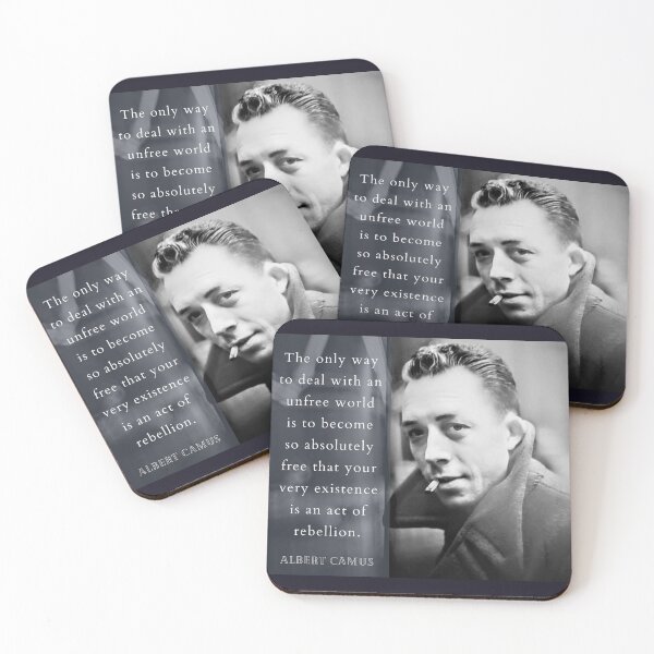 Item preview, Albert Camus portrait and quote: The only way to deal with an unfree world... designed and sold by artbleed.