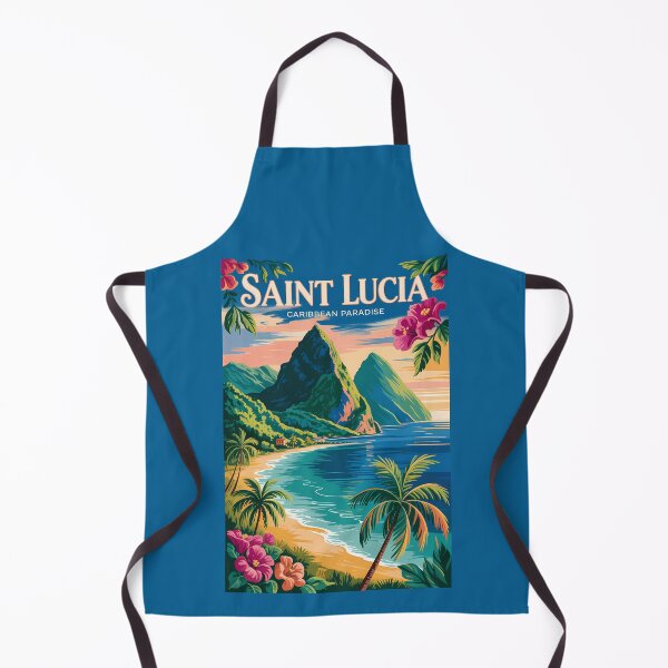 Item preview, Saint Lucia Pitons Illustration Travel Art Vintage designed and sold by KrisSidDesigns.