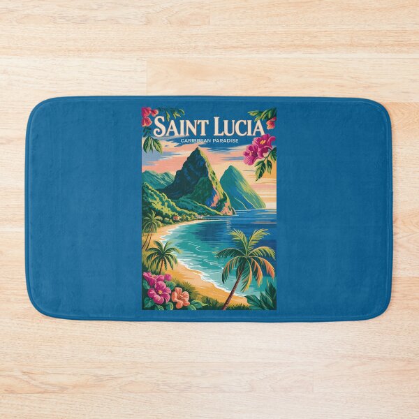 Item preview, Saint Lucia Pitons Illustration Travel Art Vintage designed and sold by KrisSidDesigns.