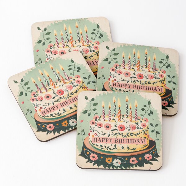 Item preview, Happy Birthday Vintage Style Country Cake designed and sold by TheBohemianLark.