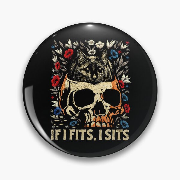Item preview, Gothic Black Cat Skull Minimalist Humor If I Fits I Sits designed and sold by schoolofbullies.