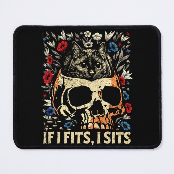 Item preview, Gothic Black Cat Skull Minimalist Humor If I Fits I Sits designed and sold by schoolofbullies.