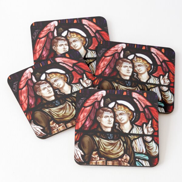 Item preview, Stained glass window of an angel and soldier designed and sold by Judith Murphy.