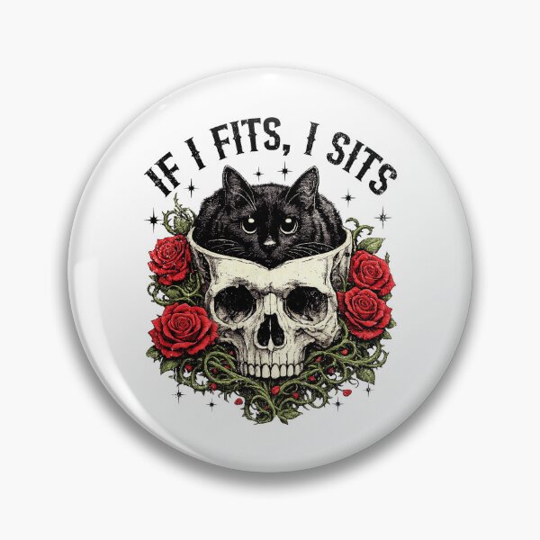 Item preview, Gothic Black Cat Skull Minimalist Humor If I Fits I Sits designed and sold by schoolofbullies.