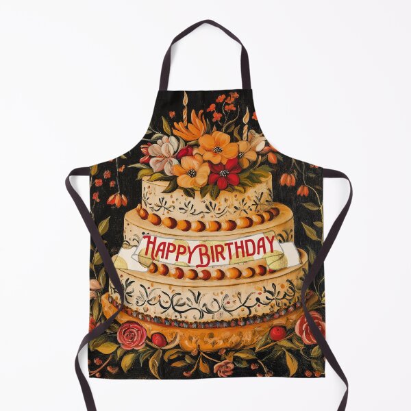 Item preview, Happy Birthday Cake - Boho Folk Art Floral Black designed and sold by TheBohemianLark.