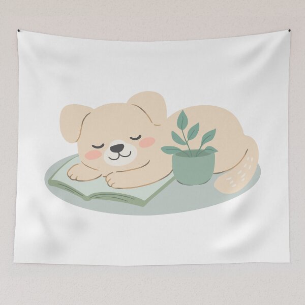 Item preview, Cute Dog Resting on Book Aesthetic designed and sold by o101.
