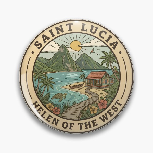 Item preview, Saint Lucia Illustration Travel Art Badge designed and sold by KrisSidDesigns.