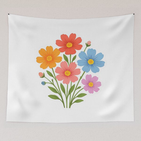 Item preview, Rainbow Cosmos Wildflower Watercolor Botanical Art designed and sold by funnyshop222.