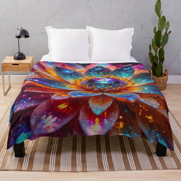 Item preview, Radiant Crystal Flower Art Print – Vibrant Neon Floral Fantasy Wall Decor designed and sold by BeautifulVirtues.