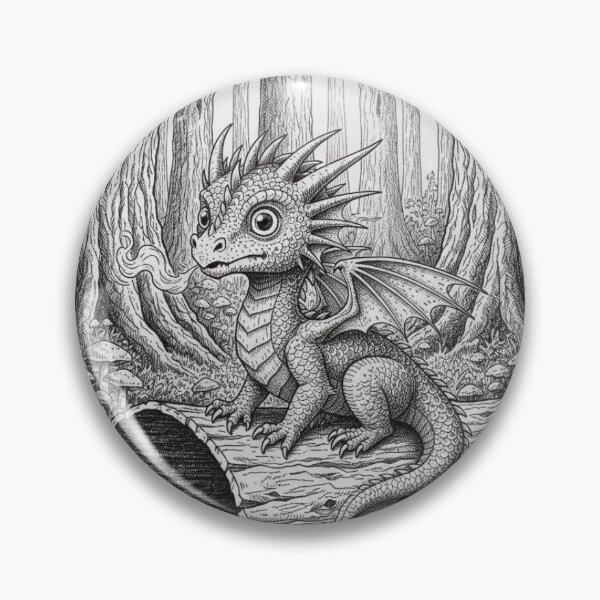 Item preview, Cute Baby Dragon in Enchanted Forest Log Illustration designed and sold by Darkness Hole.