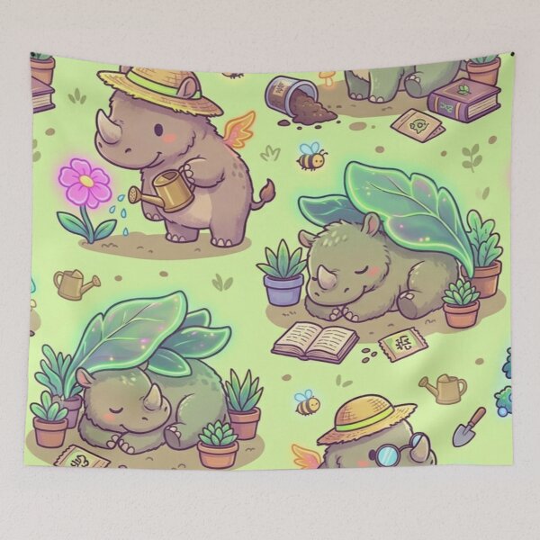 Item preview, Cute Kawaii Botany Behemoth Gardeners & Neon Flowers Pattern designed and sold by InnerwayStudio.