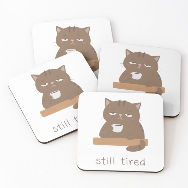 Item preview, Sleepy Cat Coffee Still Tired Mood designed and sold by Moody Vibes Studio.