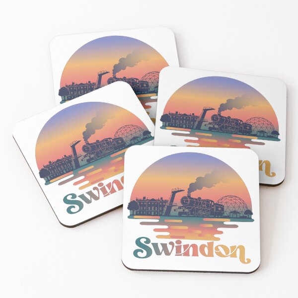 Item preview, Swindon Retro Sunset Skyline T-Shirt - Vintage Travel Poster Tee designed and sold by Original Outline.