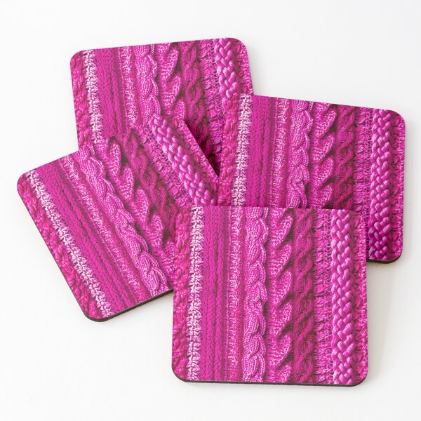 Item preview, Vibrant Hot Pink Cable Knit Texture | Cozy Chunky Yarn Pattern designed and sold by SideKickCreates.