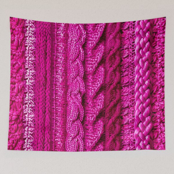 Item preview, Vibrant Hot Pink Cable Knit Texture | Cozy Chunky Yarn Pattern designed and sold by SideKickCreates.