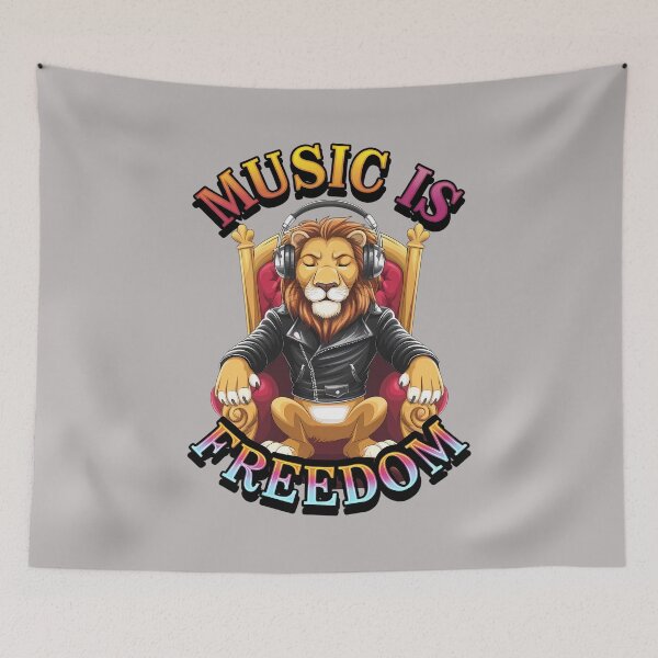 Item preview, Music Is Freedom – Lion with Headphones designed and sold by Art-Arcade6.