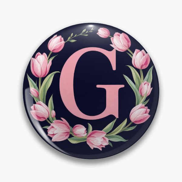 Item preview, Letter G Floral Monogram with Pink Tulips designed and sold by roxysnextgenart.