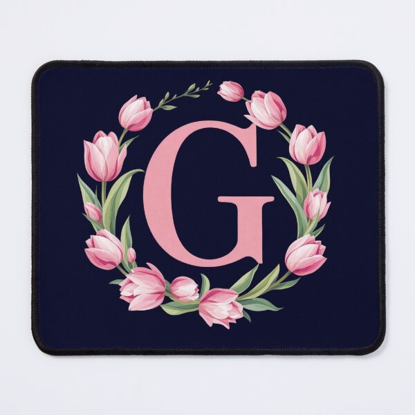 Item preview, Letter G Floral Monogram with Pink Tulips designed and sold by roxysnextgenart.