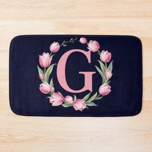 Item preview, Letter G Floral Monogram with Pink Tulips designed and sold by roxysnextgenart.