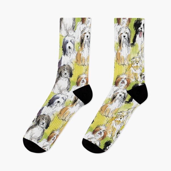 Item preview, Tibetan terrier loose sketch yellow designed and sold by Alessandro Remo Mazzoni Remotextiles.