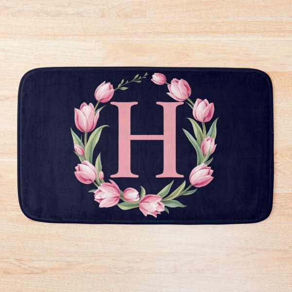 Item preview, Letter H Floral Monogram with Pink Tulips designed and sold by roxysnextgenart.