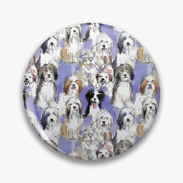 Item preview, Tibetan terrier loose sketch purple designed and sold by Alessandro Remo Mazzoni Remotextiles.