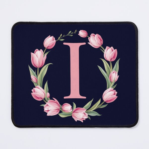 Item preview, Letter I Floral Monogram with Pink Tulips designed and sold by roxysnextgenart.
