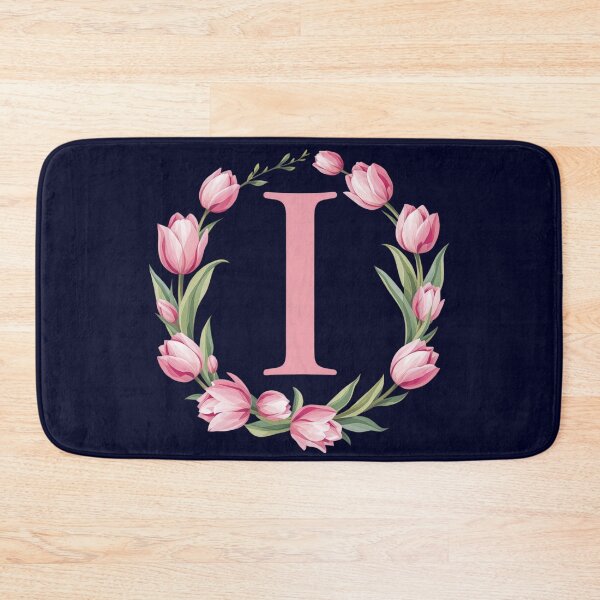 Item preview, Letter I Floral Monogram with Pink Tulips designed and sold by roxysnextgenart.